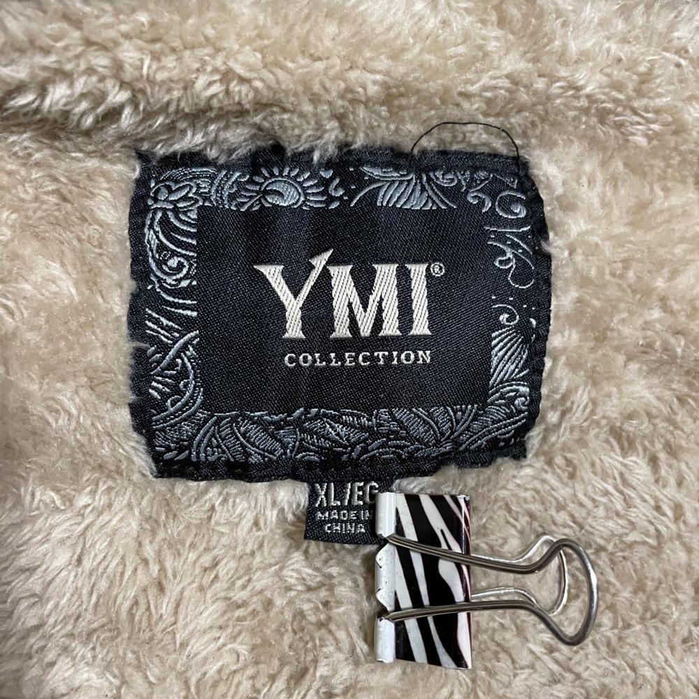 YMI Collection Hooded Vest Brown Faux Fur Lined Full Zip Drawstring Fits M - L - Picture 8 of 10